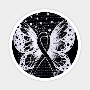 Thyroid Cancer Ribbon w/ wings- white Magnet